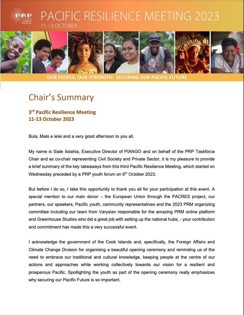 Chair’s Summary prm 2023